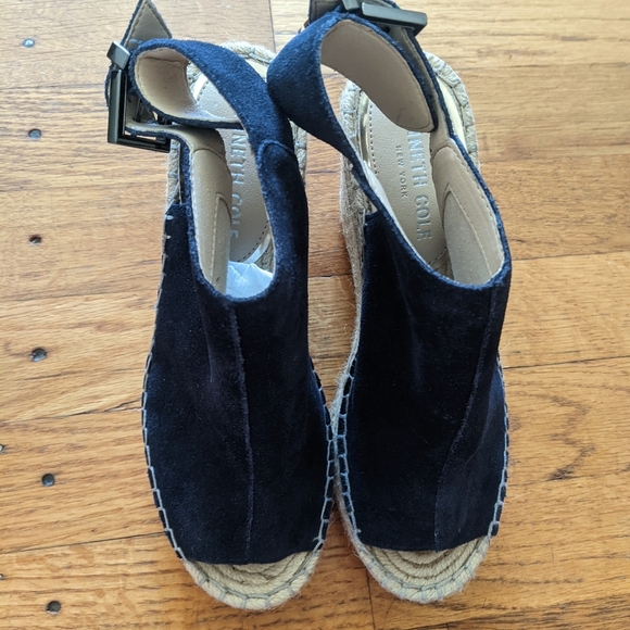 Kenneth Cole Navy Suede Platform Espadrilles - Picture 5 of 7
